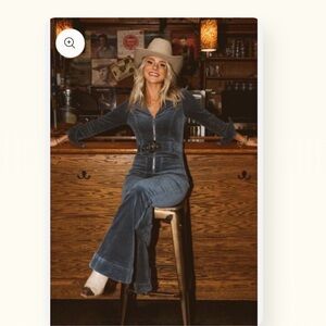 Show Me Your MuMu Corduroy Blue Jumpsuit